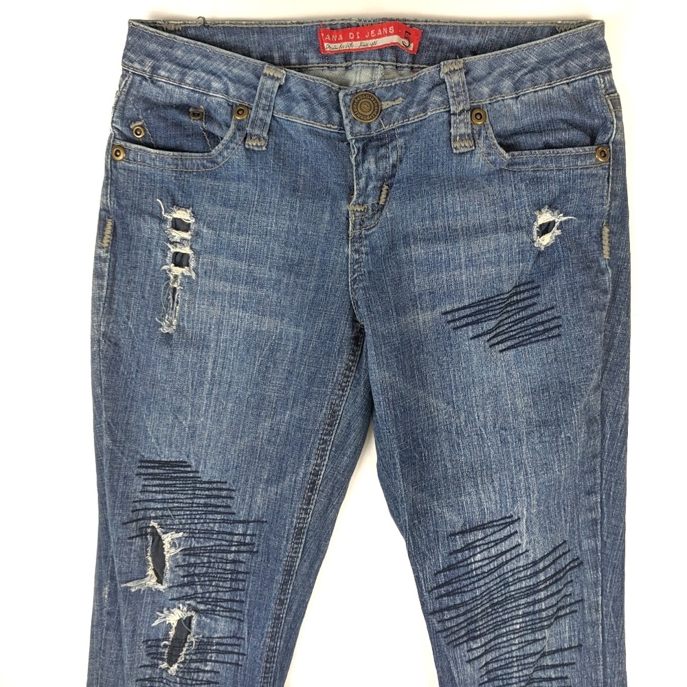 Rockin Denim Distressed Patchwork Flared Jeans 5 - image 5